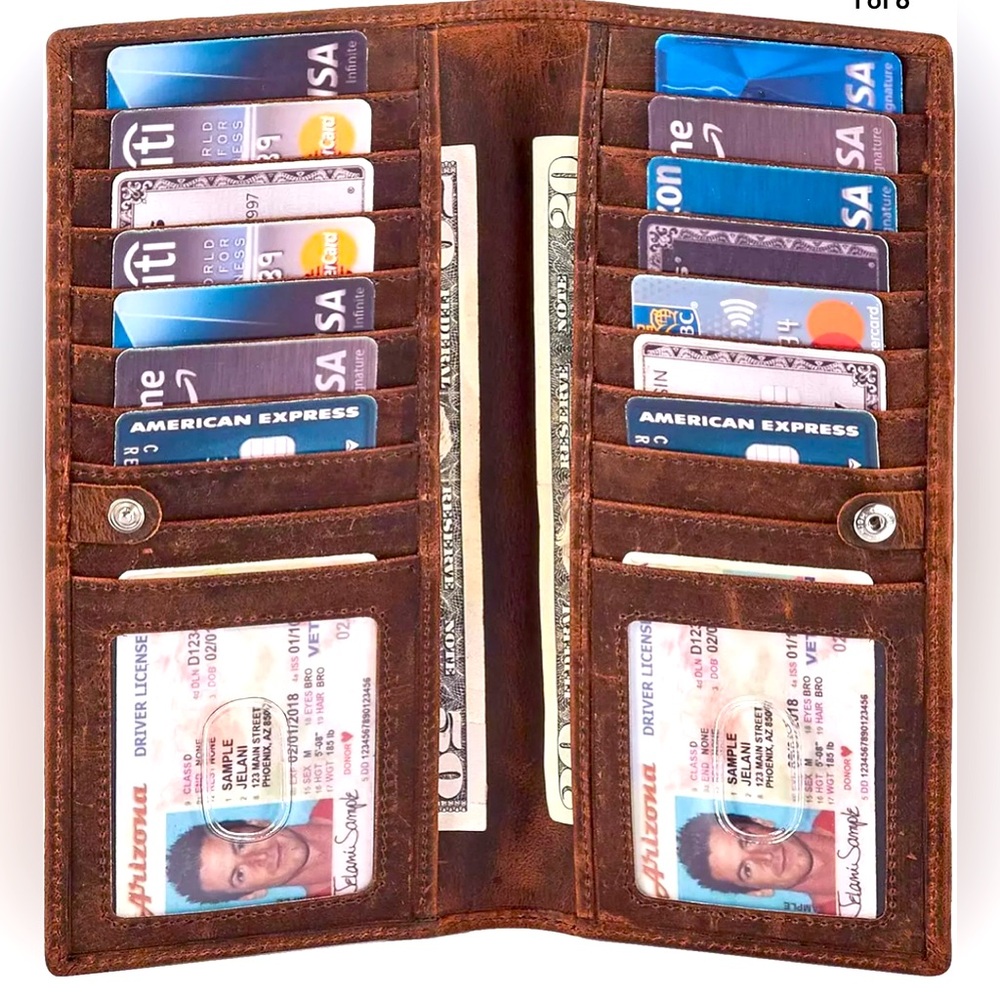 Unisex Wallet Genuine Leather Bifold RFID Stylish Slim Handmade 2 ID Window